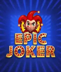 Experience the colorful world of Epic Joker slot by Relax Gaming, showcasing a cheerful joker with a bright red hairstyle against a luminous blue background. This graphic depicts the fun and excitement of classic slots, ideal for players who enjoy a nostalgic touch, delivering a charming gaming experience.