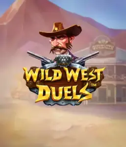  Step into the rugged world of "Wild West Duels" by Pragmatic Play, featuring a gritty gunslinger ready for a showdown. The image features a fierce cowboy with crossed pistols, framed by a dusty Western town. His focused expression and detailed attire highlight the theme of the Old West. The game's title is clearly displayed in a striking font, enhancing the action-packed theme. 