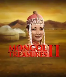 Step into the rich heritage of Mongolia with the Mongol Treasures 2 game by Endorphina, highlighting a beautiful Mongolian woman clothed in traditional attire against a sunset-lit Mongolian steppe backdrop. This image captures the beauty of Mongolian history, delivering a memorable cultural journey. 